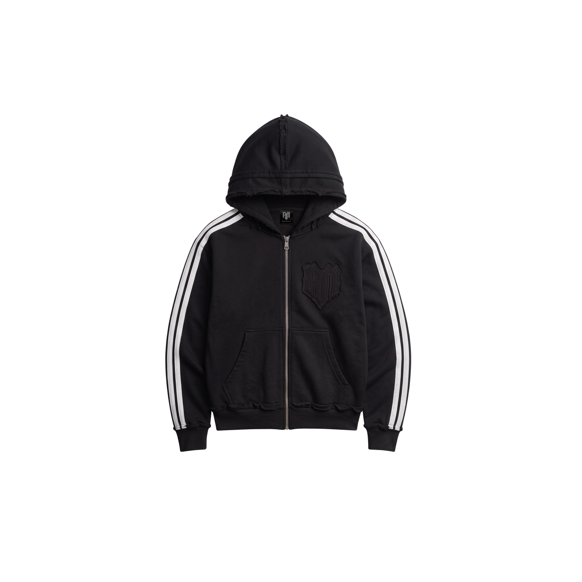 STRIPES ZIP HOODIE BLACK