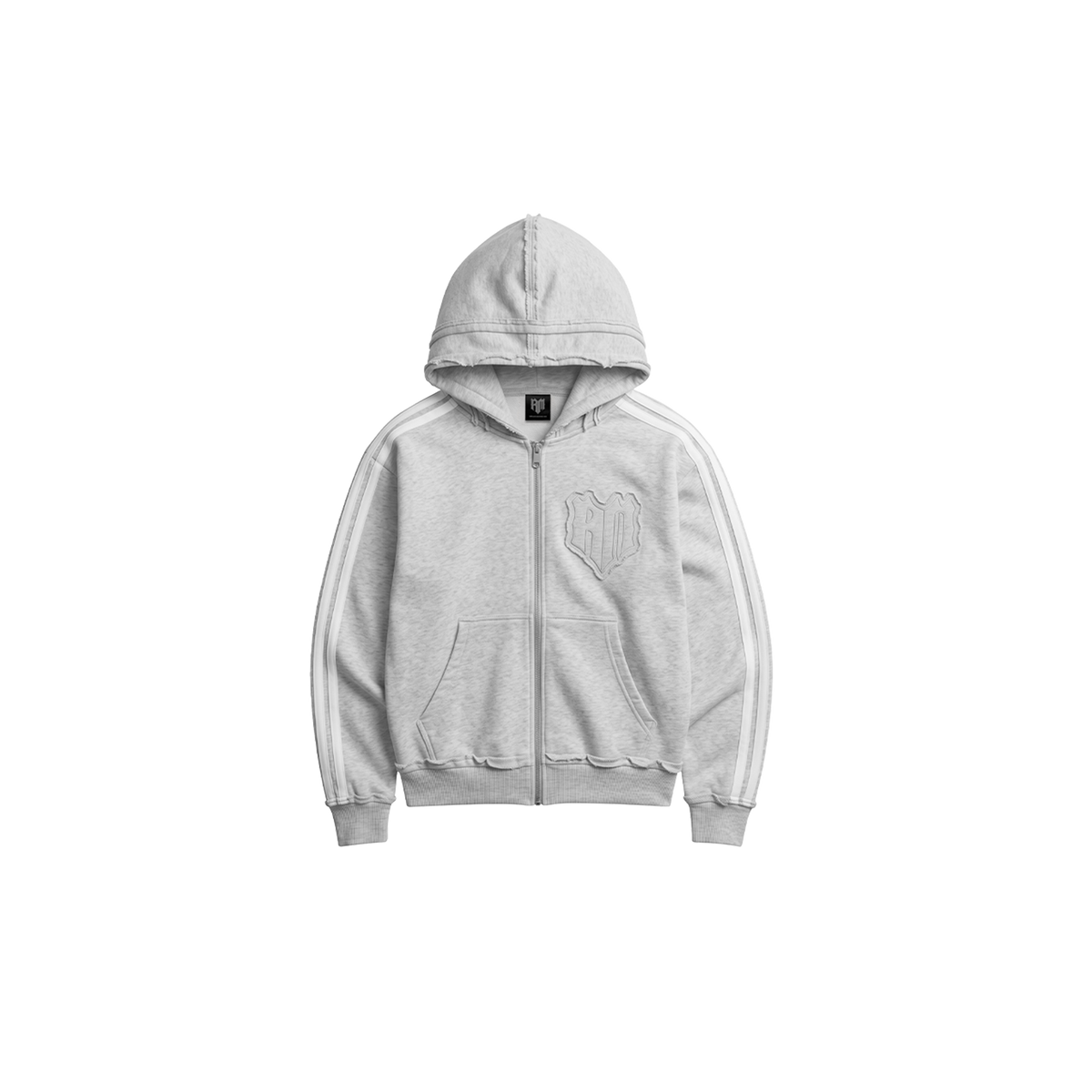 STRIPES ZIP HOODIE GREY