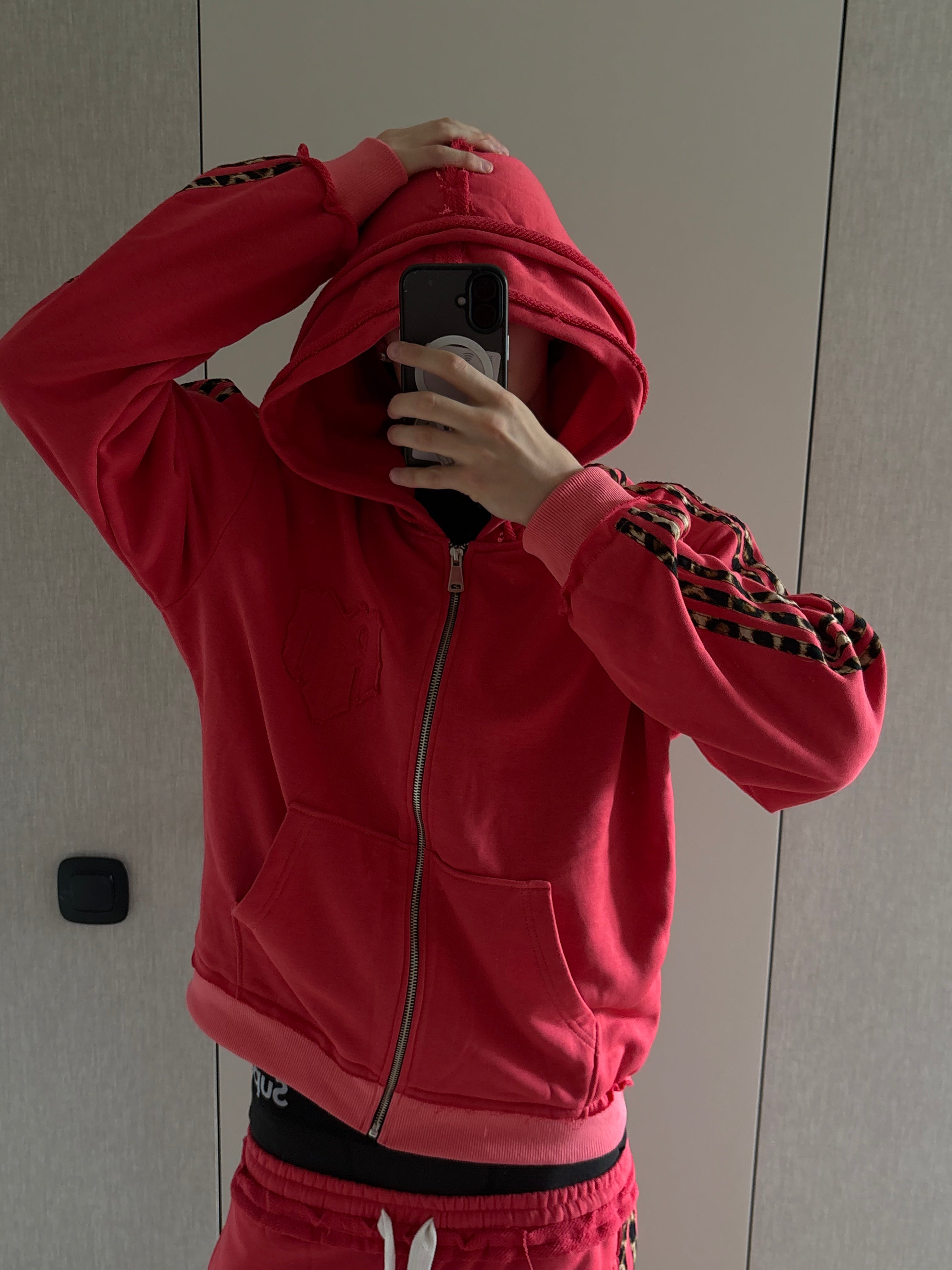 GLAMOUR TRACK ZIP HOODIE PINK