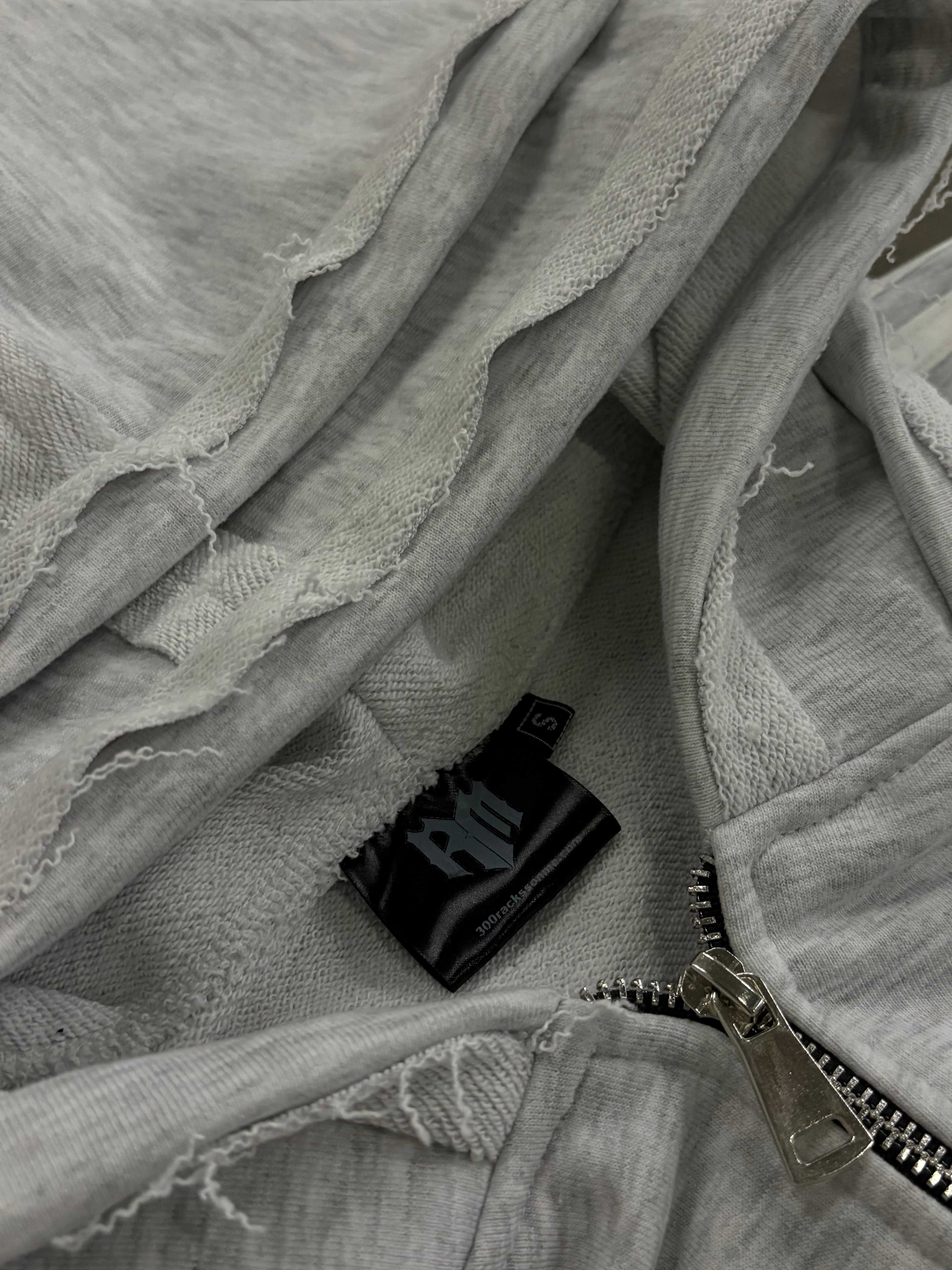 STRIPES ZIP HOODIE GREY