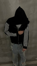 STRIPES ZIP HOODIE BLACK