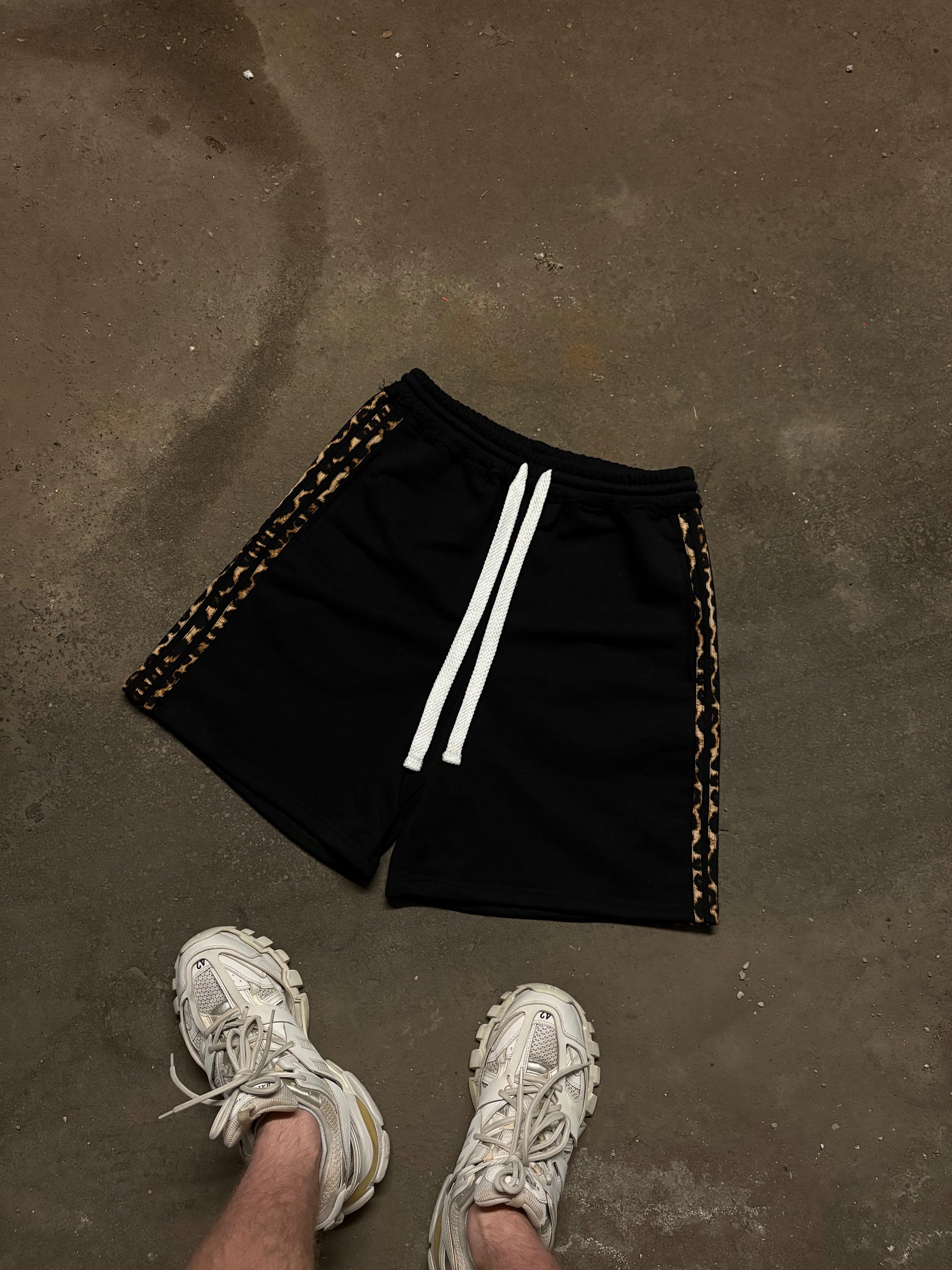 GLAMOUR TRACK SHORTS Long — Black